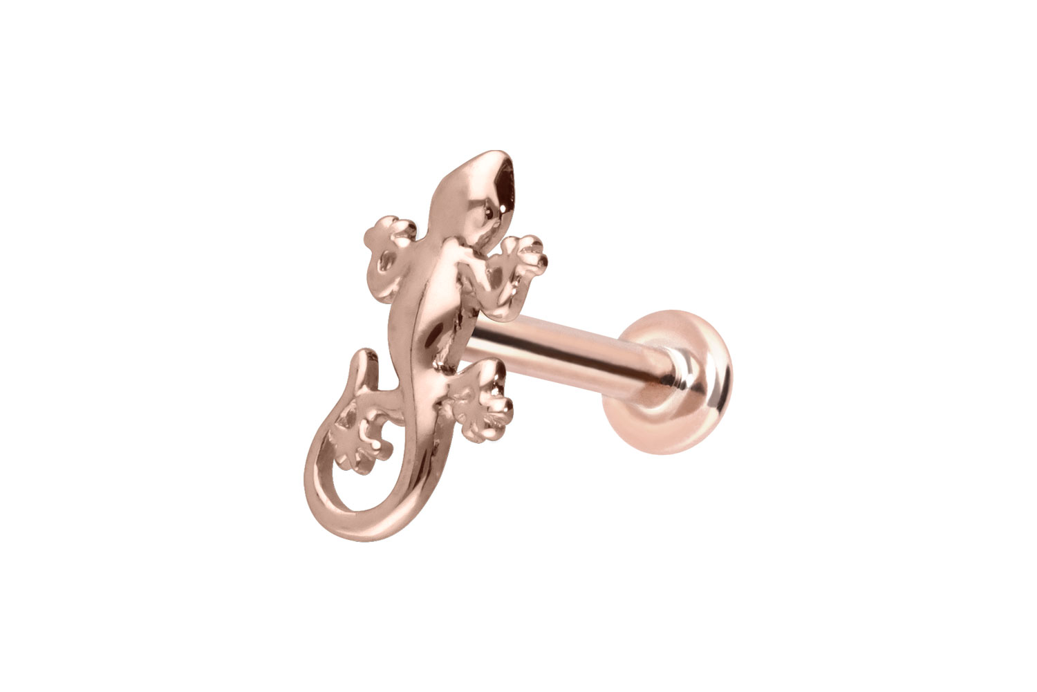14 Karat Gold Labret Piercing mit Innengewinde GECKO
